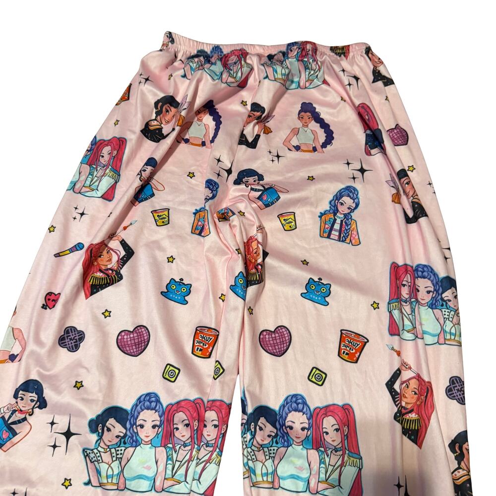 K-Pop Demon Hunters Pajama Set Adult Medium Pink Anime Sleepwear - Picture 7 of 7